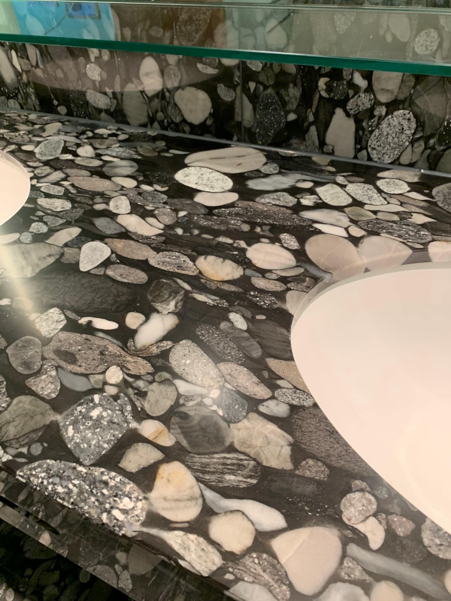 Protected natural stone vanity top